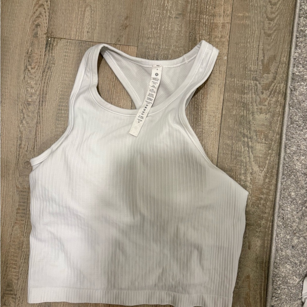 Lululemon Athletica White Ribbed Tank Top